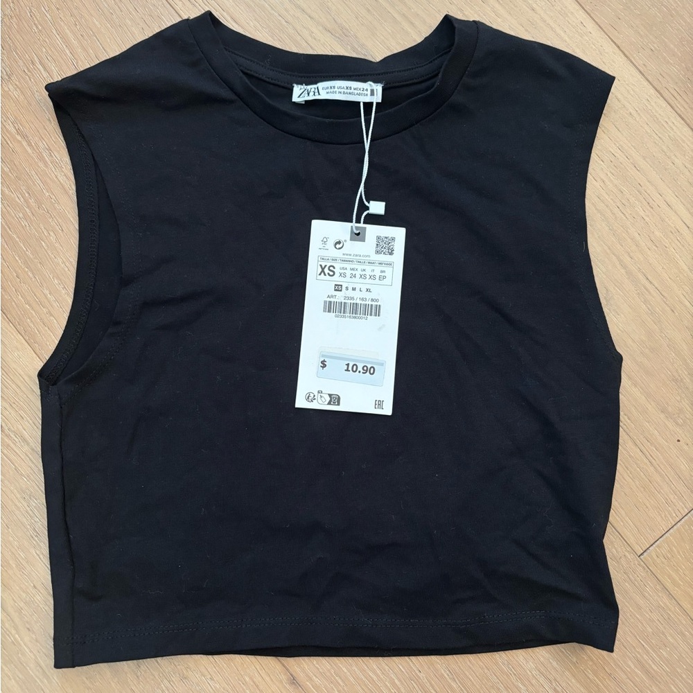 zara black sleeveless top never worn